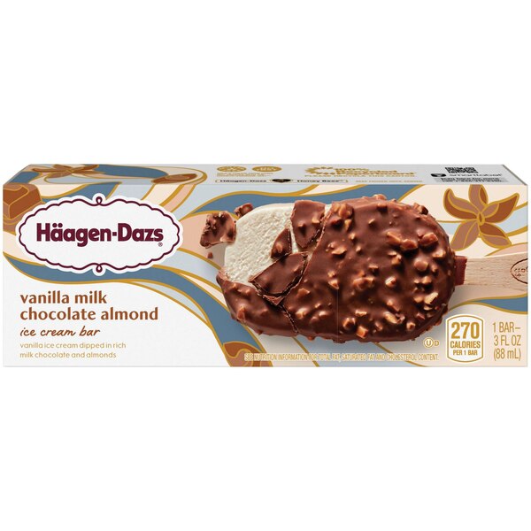 Haagen-Dazs Vanilla Milk Chocolate Almond Bar, 14 oz