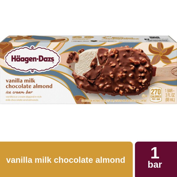 Haagen-Dazs Vanilla Milk Chocolate Almond Bar, 14 oz