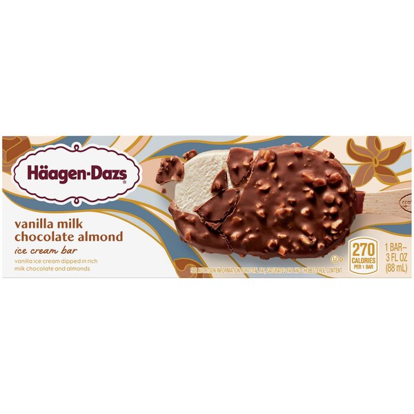 Haagen-Dazs Vanilla Milk Chocolate Almond Bar, 14 oz