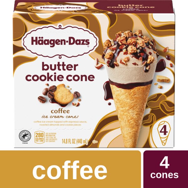 HAAGEN-DAZS Cookie Cone Ice Cream Coffee 4x3.72floz Box