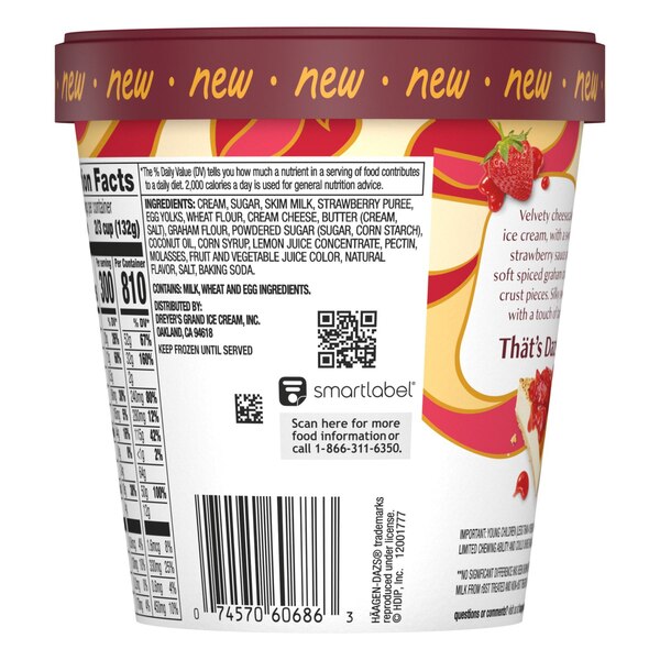 Haagen-Dazs, New York Strawberry Cheesecake Ice Cream, 14oz