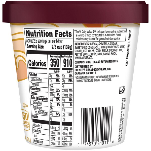 Haagen-Dazs Dulce de Leche Ice Cream, 14oz