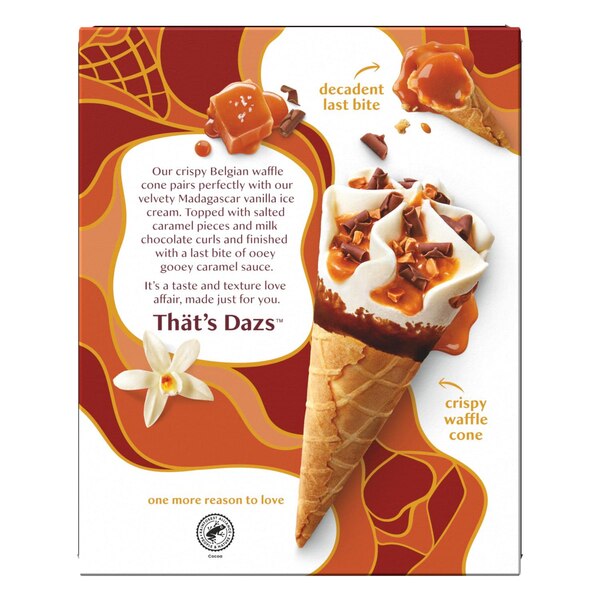 Haagen Dazs, Belgian Waffle Cone Vanilla Salted Caramel, 6 ct, 14.8 oz