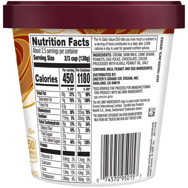 Haagen-Dazs Chocolate Peanut Butter Ice Cream, 14oz