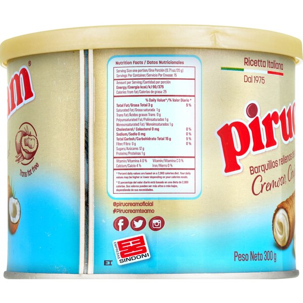Pirucream, Coconut Cream Large Can, 15.5 Oz