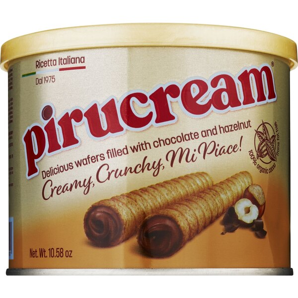 Pirucream Italian Rolled Wafers Filled w/Chocolate&Hazelnut