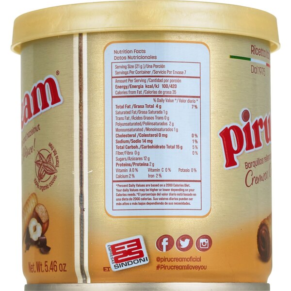 Pirucream, Italian Rolled Wafers Filled with Chocolate & Hazelnut, 5.6 Oz