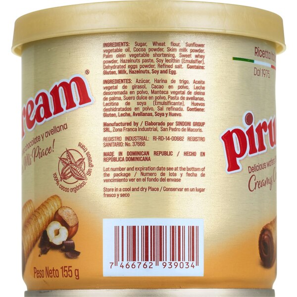 Pirucream, Italian Rolled Wafers Filled with Chocolate & Hazelnut, 5.6 Oz