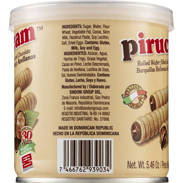 Pirucream, Italian Rolled Wafers Filled with Chocolate & Hazelnut, 5.6 Oz