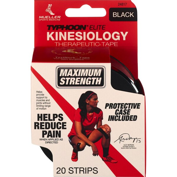 Mueller Typhoon Elite Kinesiology Therapy Tape, Black, 20 CT