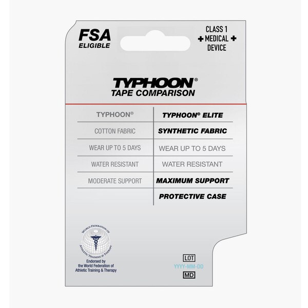 Mueller Typhoon Elite Kinesiology Therapy Tape, Black, 20 CT