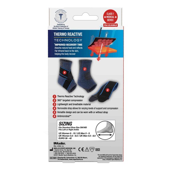 Mueller 4-Way Stretch Ankle Support Removable Straps, S/M, Black