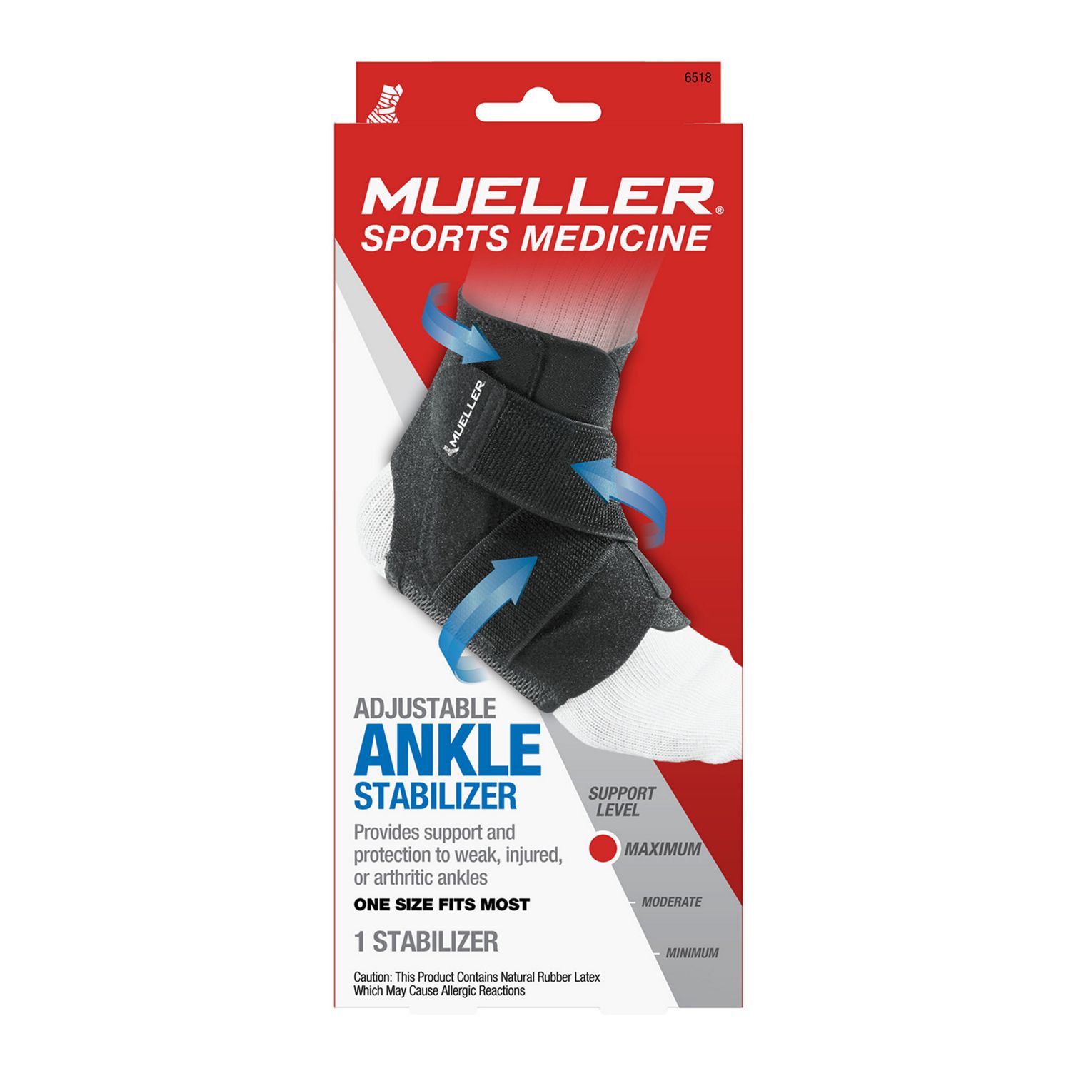 Mueller Adjustable Ankle Stabilizer, One Size, Black