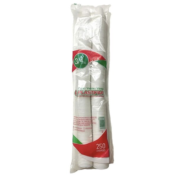 PLASTIFAR 3/4 OZ Disposable Plastic Cups, White, 250 CT