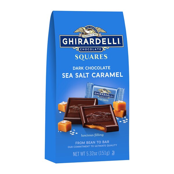 Ghirardelli, Dark Chocolate Sea Salt Caramel Squares, 5.32 oz Bag