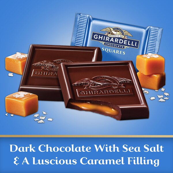 Ghirardelli, Dark Chocolate Sea Salt Caramel Squares, 5.32 oz Bag