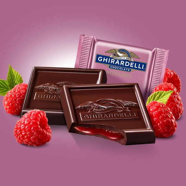 Ghirardelli, Dark Chocolate Raspberry Squares, 5.32 oz Bag