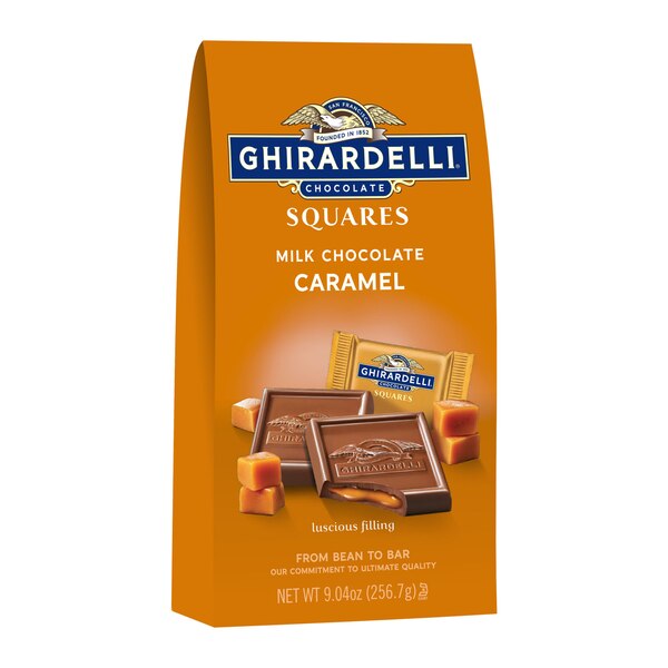 Ghirardelli, Milk Chocolate Squares with Caramel Filling, 9.04 oz Bag