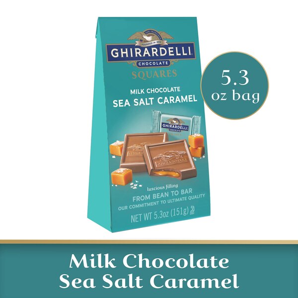 Ghirardelli, Milk Chocolate Sea Salt Caramel Chocolate Squares, 5.3 OZ Bag