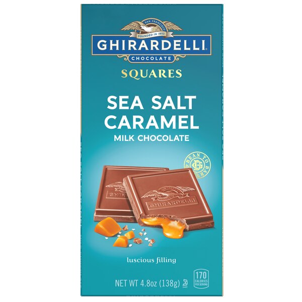 Ghirardelli Squares, Sea Salt Caramel Milk Chocolate Bar, 4.8 Oz