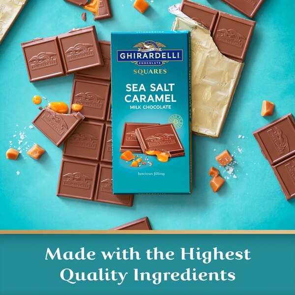Ghirardelli Squares, Sea Salt Caramel Milk Chocolate Bar, 4.8 Oz