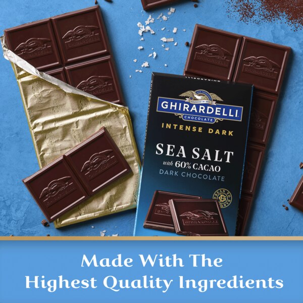 Ghirardelli, Intense Dark Sea Salt with 60% Dark Chocolate Bar, 3.5 Oz