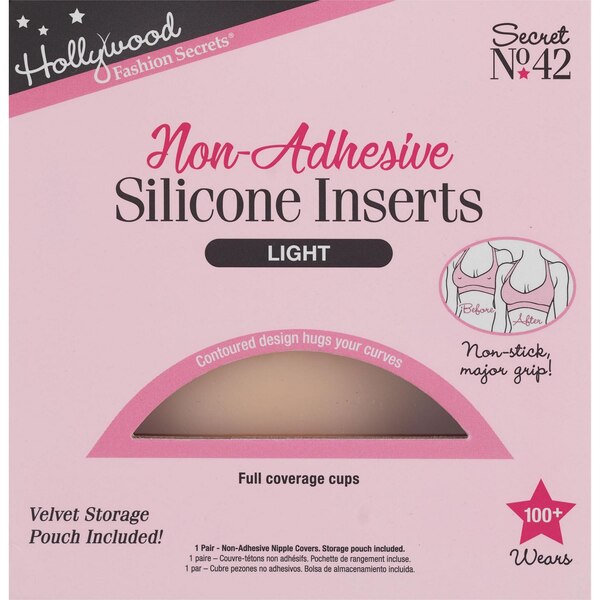 Hollywood Fashion Secrets Non-Adhesive Silicone Inserts, Light