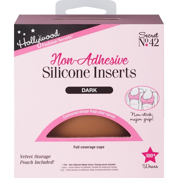 Hollywood Fashion Secrets Non-Adhesive Silicone Inserts, Dark, 1 Pair