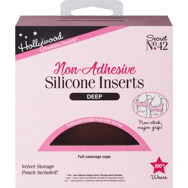 Hollywood Fashion Secrets Non-Adhesive Silicone Inserts, Deep, 1 Pair 