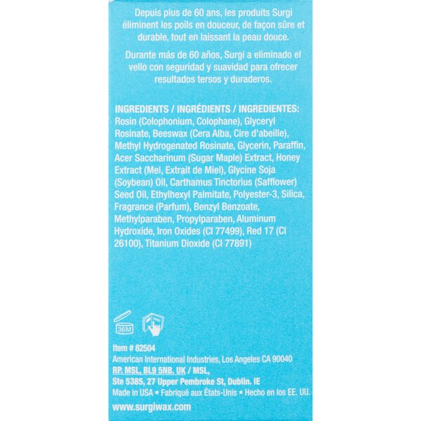 Surgi Wax Microwaveable Facial Hard Wax Hair Remover, 1 OZ