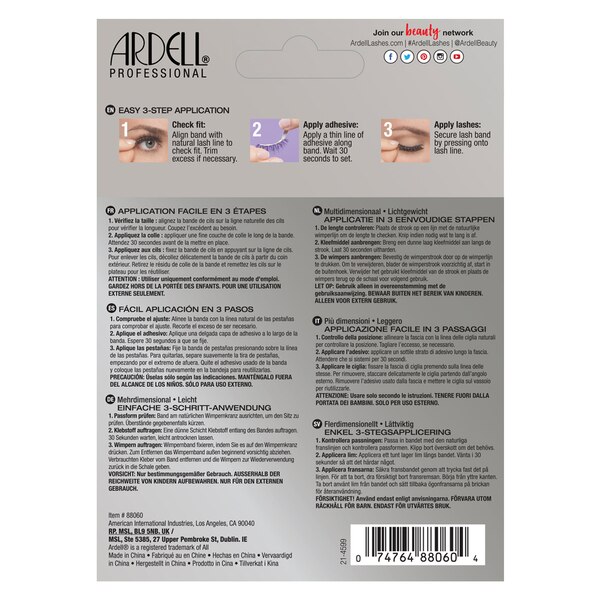 Ardell 3D - Pestañas postizas, Faux Mink 854