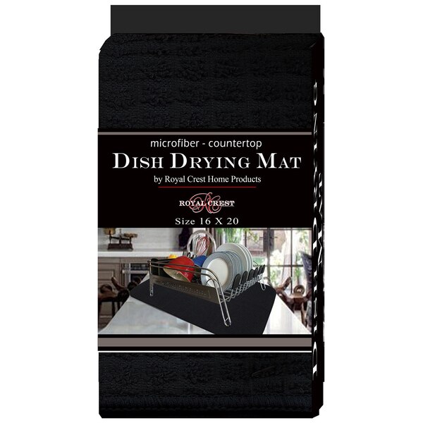 Royal Crest Microfiber Counter Dish Drying Mat, Black