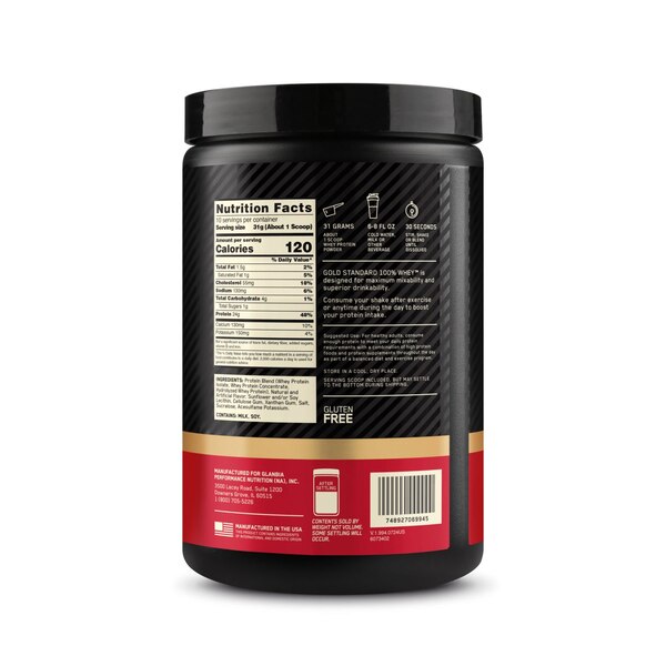 Optimum Nutrition Gold Standard 100% Whey Vanilla Ice Cream, 10.9 OZ