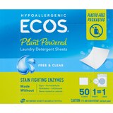 ECOS Laundry Detergent Sheets Fighting Enzymes, Free and Clear, 50ct, thumbnail image