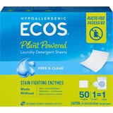 ECOS Laundry Detergent Sheets Fighting Enzymes, Free and Clear, 50ct, thumbnail image