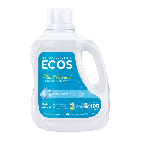 ECOS Hypoallergenic Laundry Detergent, Free & Clear, 100 oz