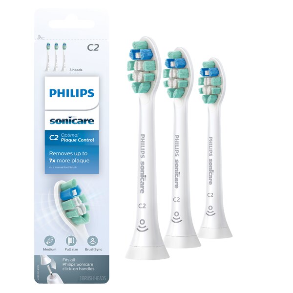 Philips Sonicare C2 Optimal Plaque Control Electric Toothbrush Replacement Brush Heads, Soft Bristle