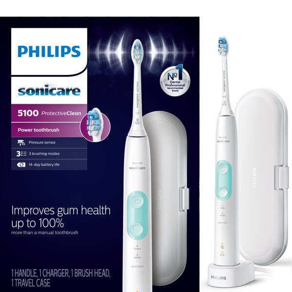 Philips Sonicare ProtectiveClean 5100 Rechargeable Electric Toothbrush, White