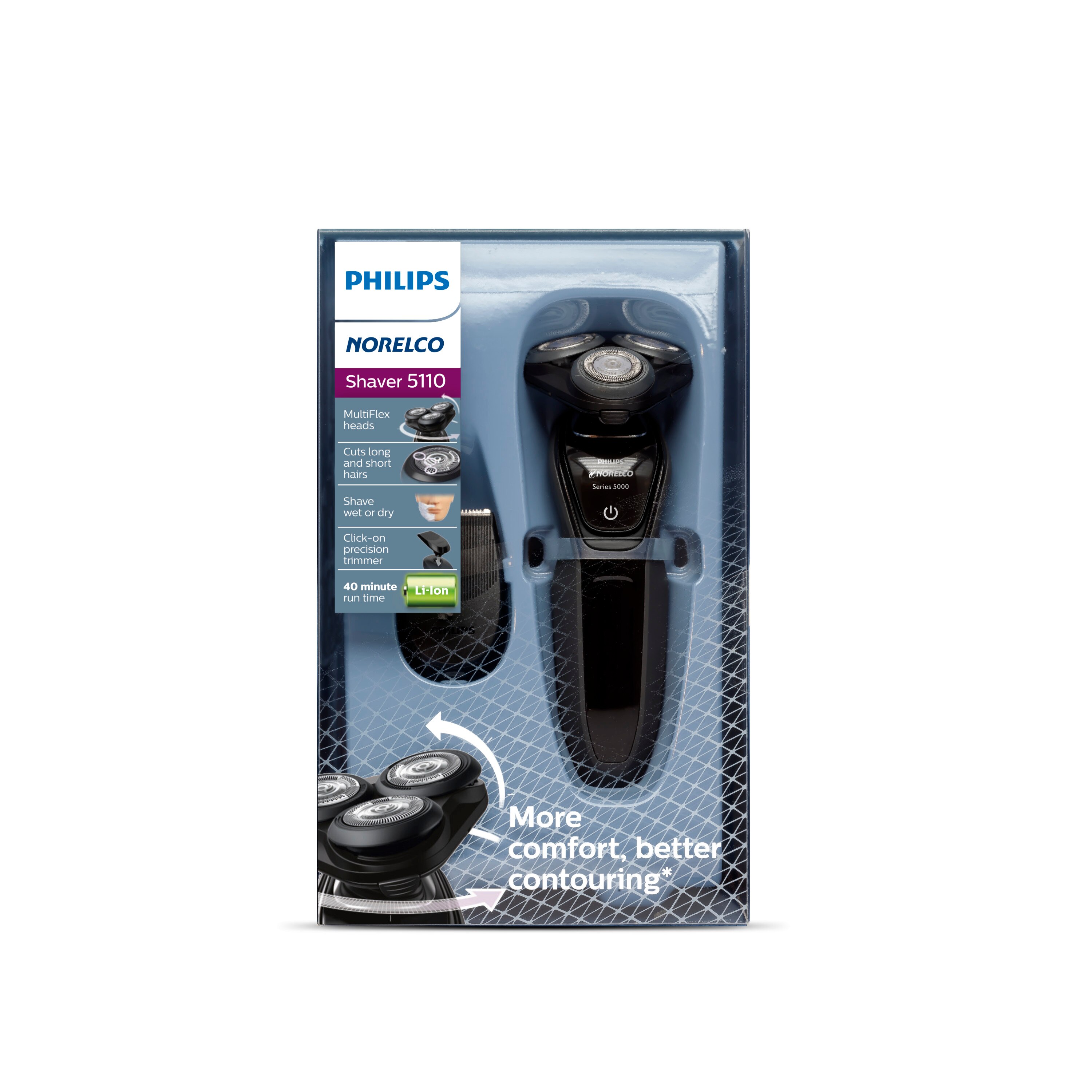 Philips Norelco Shaver 5100 - Afeitadora y recortadora eléctrica para usar en seco/húmedo
