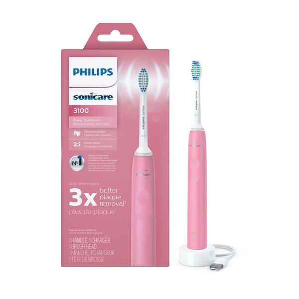 Philips Sonicare 3100 Rechargeable Electric Power Toothbrush with Pressure Sensor, Pink