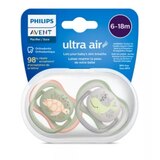 Philips Avent Ultra Air Pacifier 6-18m, Orange Turtle/ Green Whale, thumbnail image