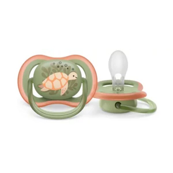 Philips Avent Ultra Air Pacifier 6-18m, Orange Turtle/ Green Whale