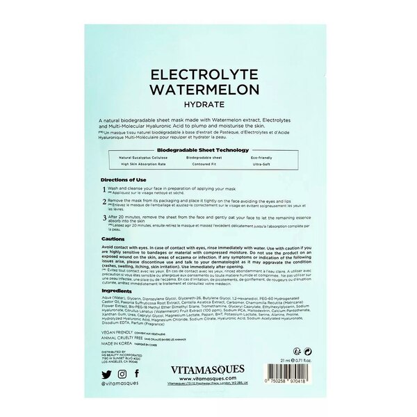Vitamasques Electrolyte Watermelon Face Sheet Mask