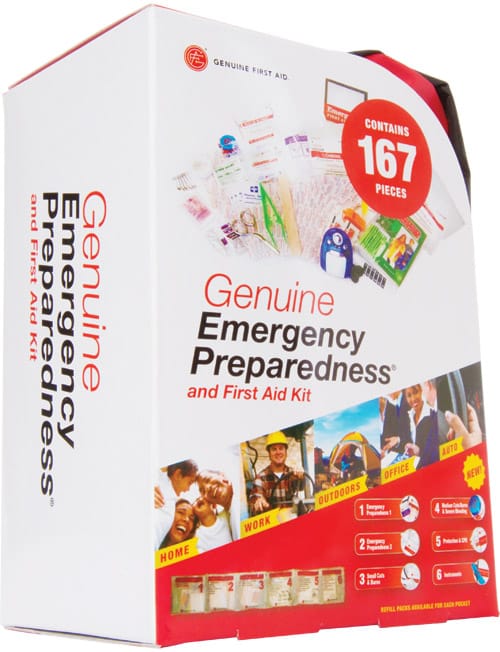Genuine First Aid - Kit de preparación para emergencias, estuche blando, 167 piezas