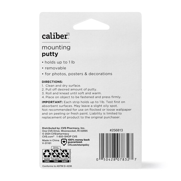 Caliber Removable Mounting Putty, White, 2 oz