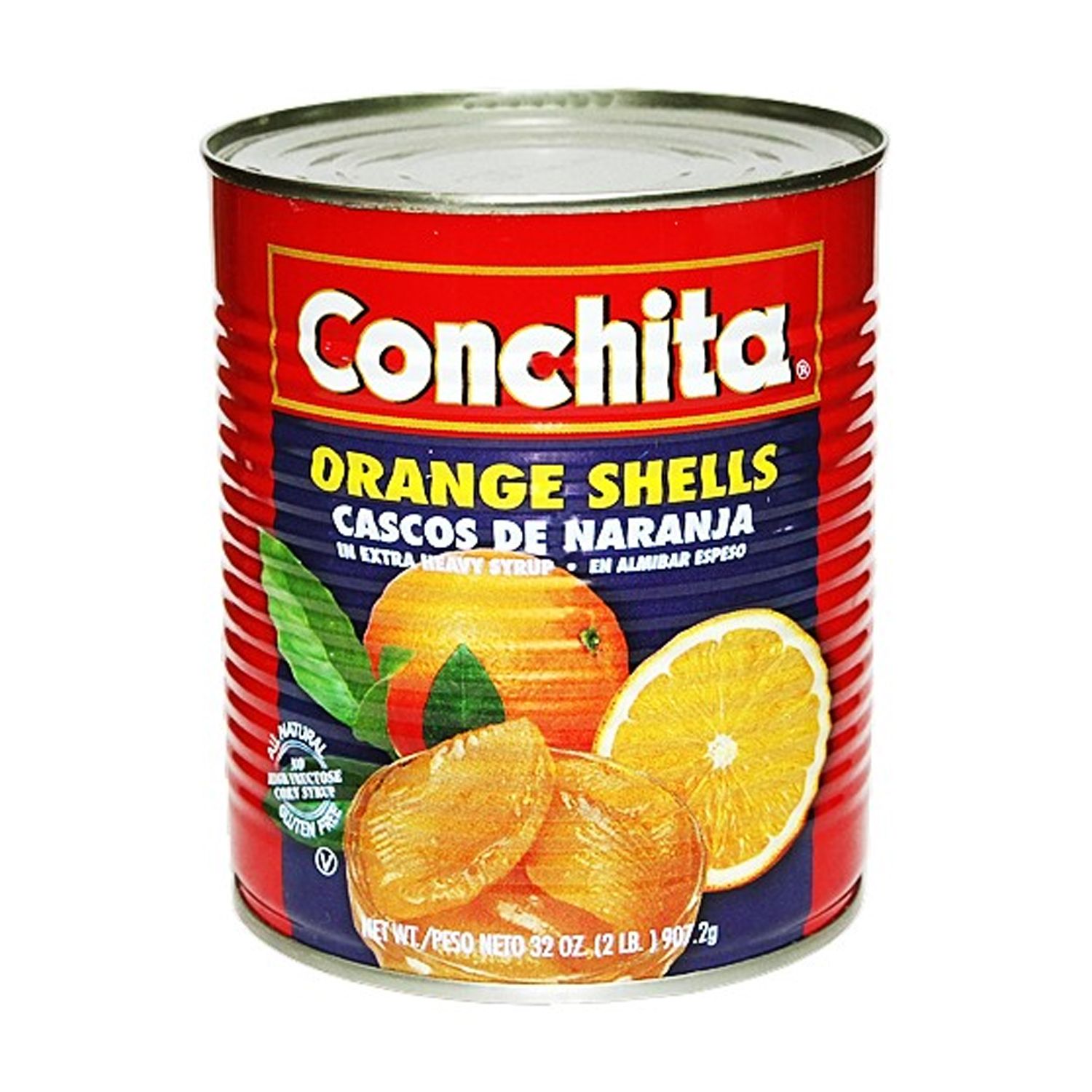 CONCHITA ORANGE SHELLS IN EXTRA HEAVY SYRUP 34OZ