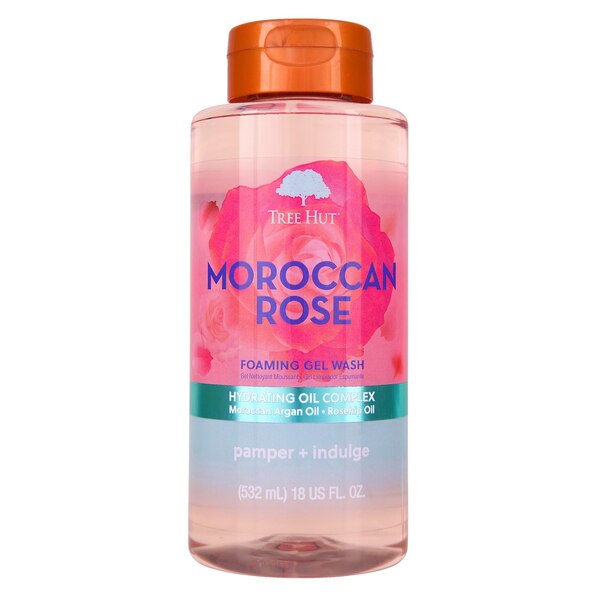 Tree Hut Foaming Gel Body Wash, Moroccan Rose, 18 OZ
