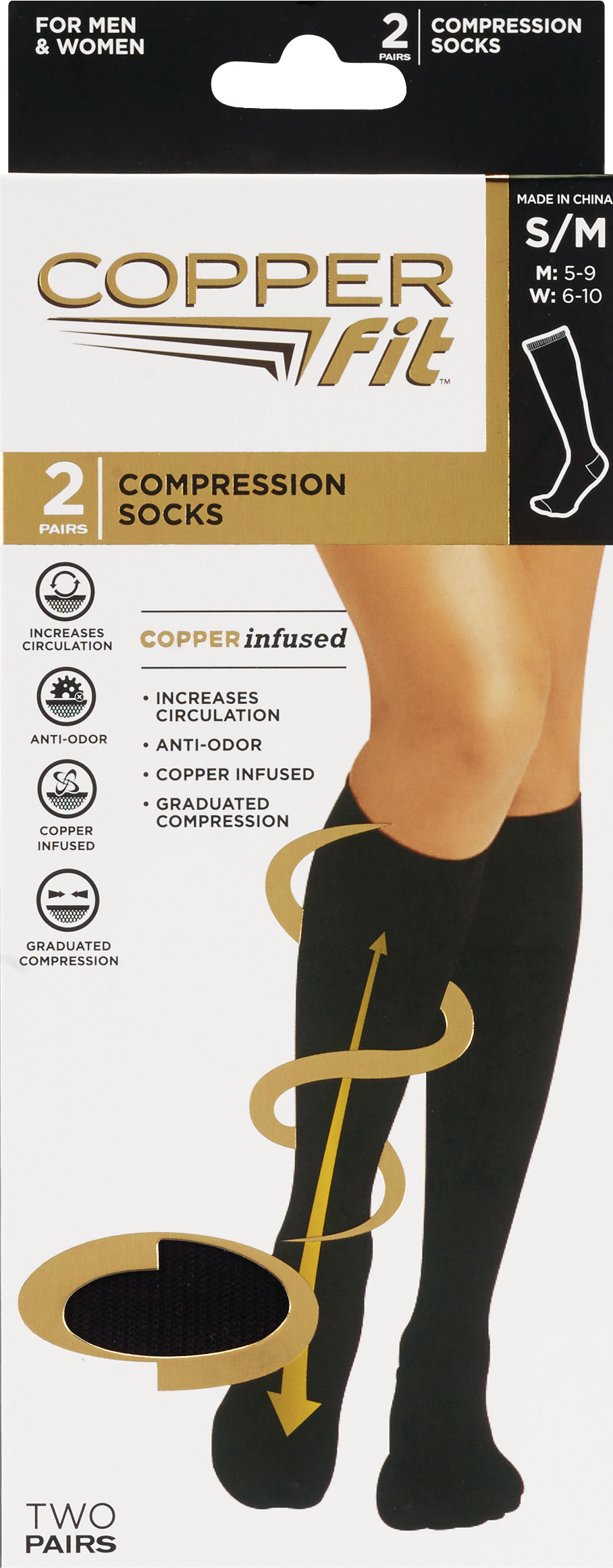Copper Fit Energy Knee High Compression Socks Black