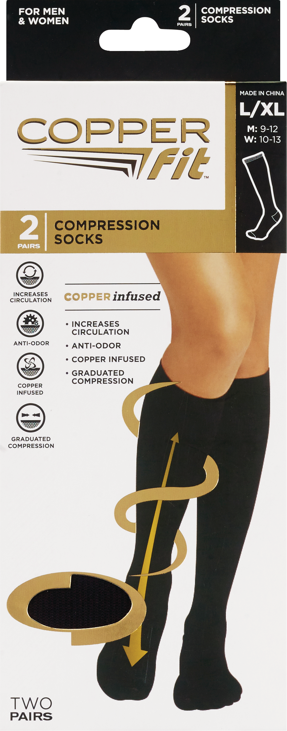 Copper Fit Energy Knee High Compression Socks Black