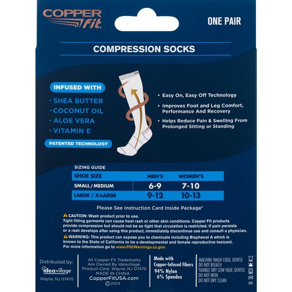 Copper Fit Energy Hydration Sock, Beige, S/M